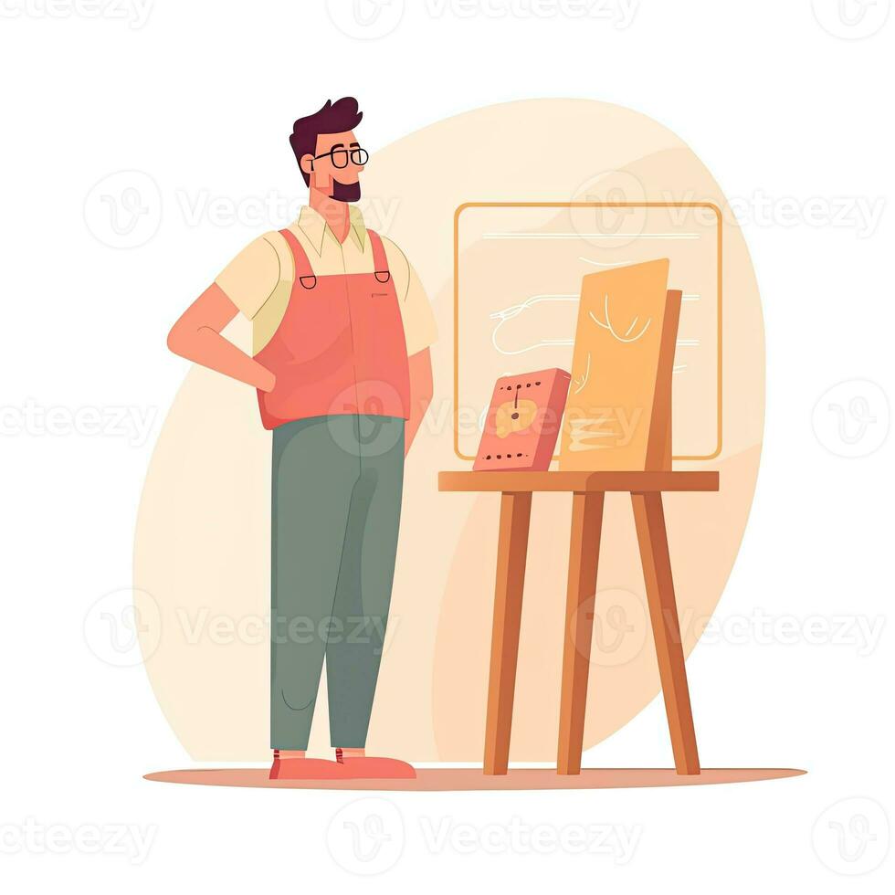 scuola insegnante piatto vettore clipart illustrazione sito web stile professione lavoro isolato collezione foto