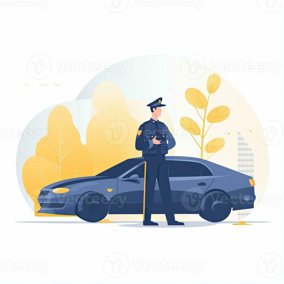 ufficiale polizia piatto vettore clipart illustrazione sito web stile professione lavoro isolato collezione foto