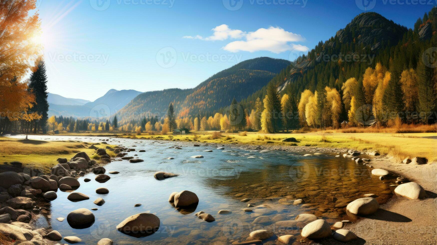 fiume autunno bellezza tranquillo, calmo paesaggio la libertà scena bellissimo natura sfondo foto natura selvaggia