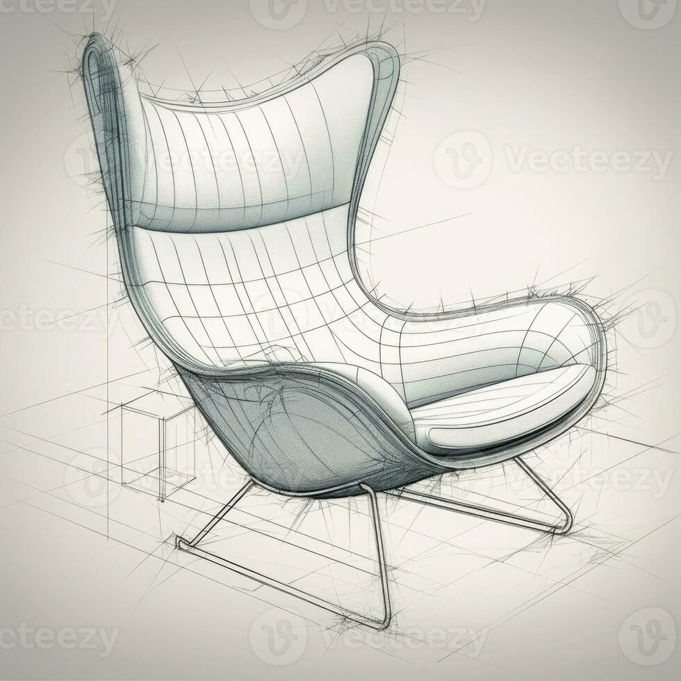 poltrona retrò futuristico mobilia schizzo illustrazione mano disegno riferimento progettista idea foto