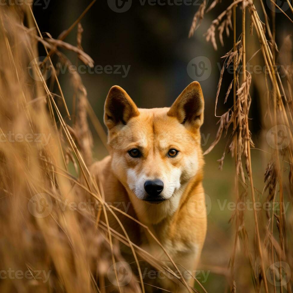 dingo cane leopardo nascosto predatore fotografia erba nazionale geografico stile documentario sfondo foto