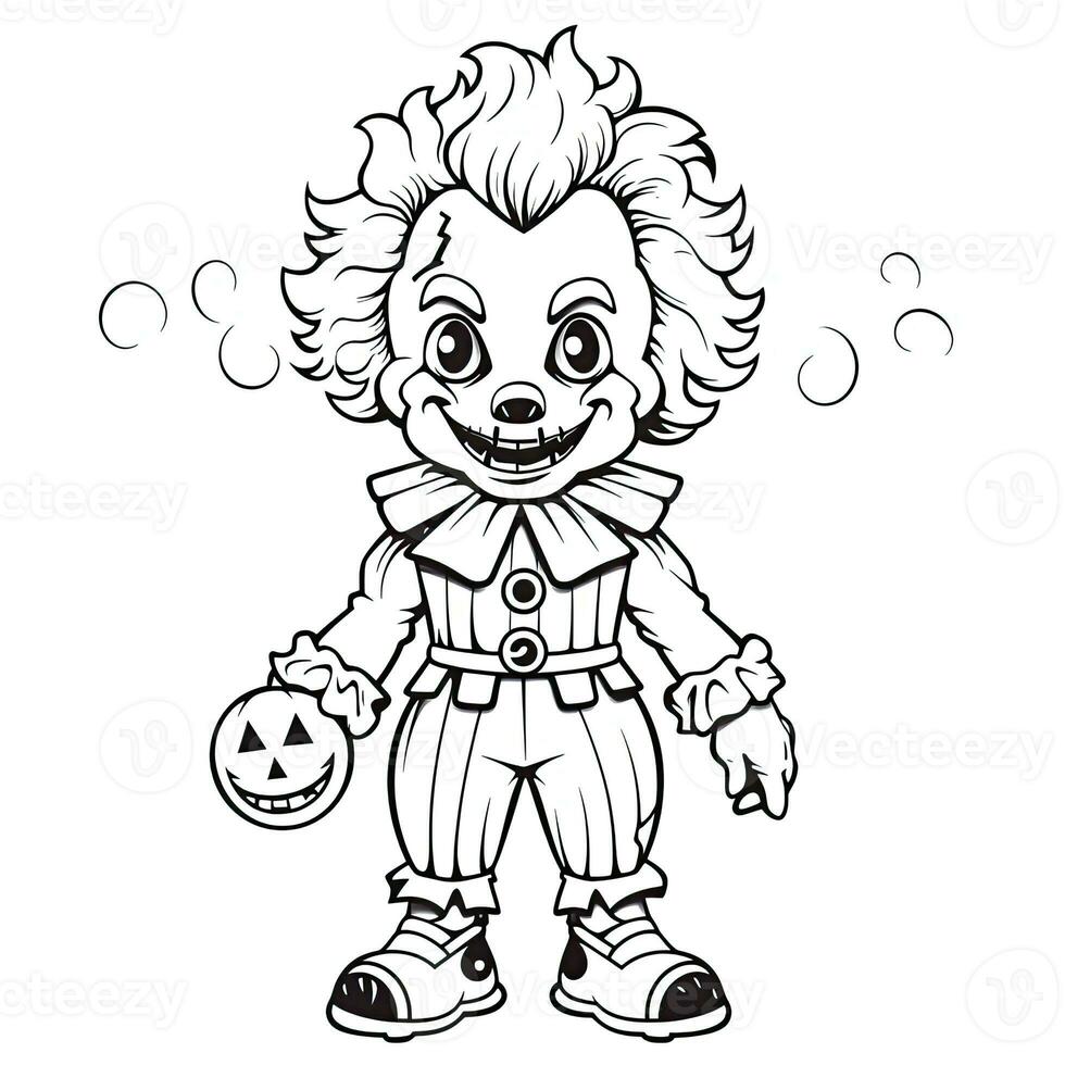 clown semplice bambini colorazione pagina Halloween carino bianca sfondo libro isolato grassetto pauroso foto