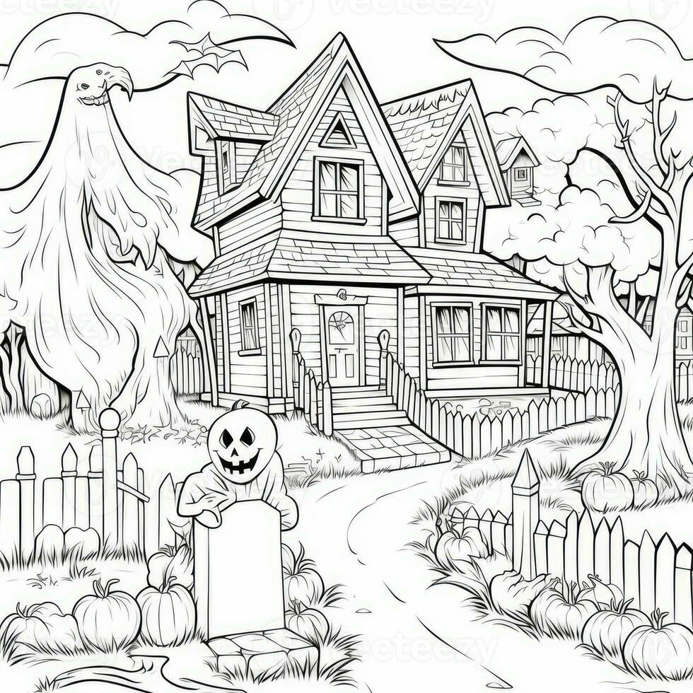 fantasma spirito semplice bambini colorazione pagina Halloween carino bianca sfondo libro isolato grassetto foto