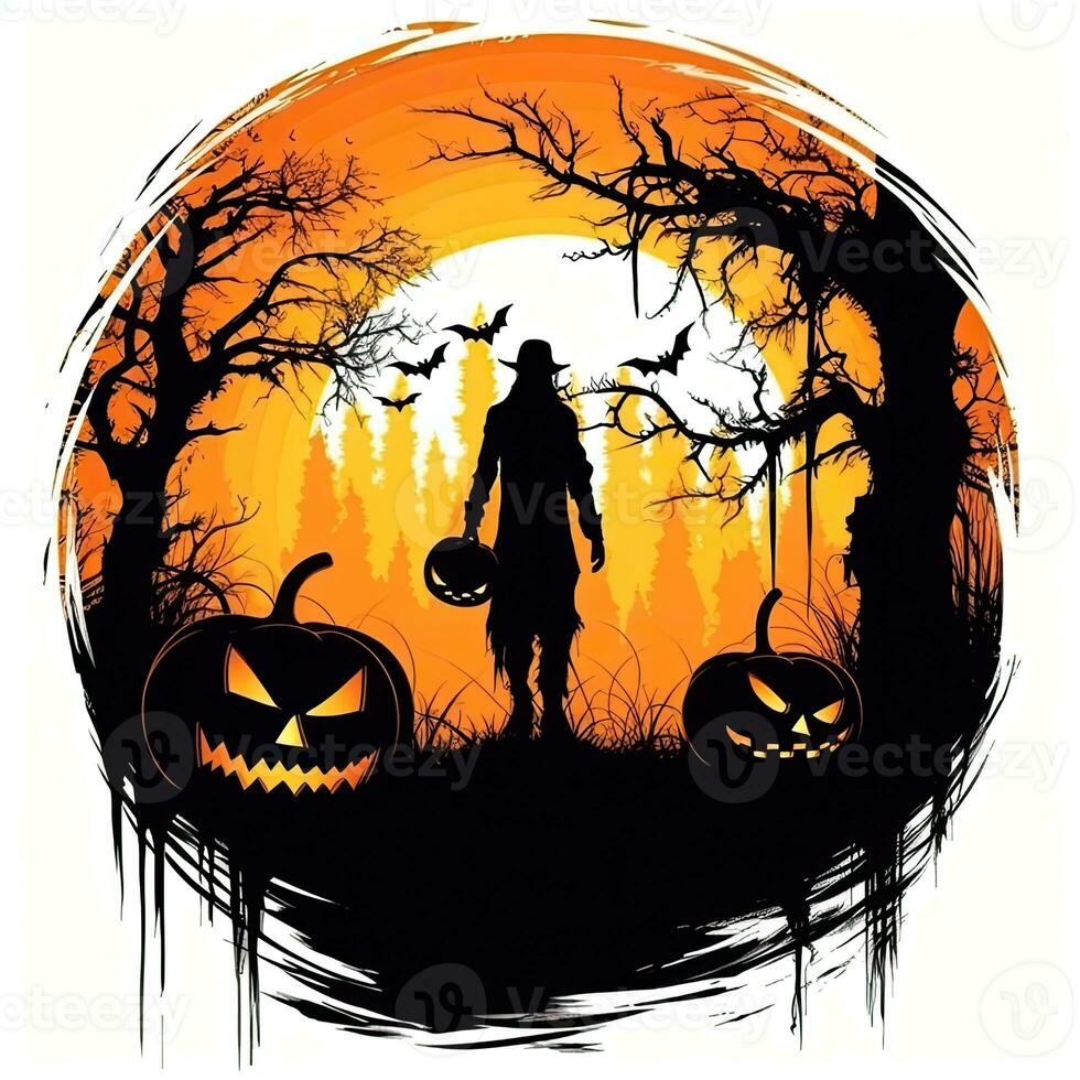 Halloween clipart illustrazione vettore maglietta design etichetta tagliare album arancia tatuaggio foto