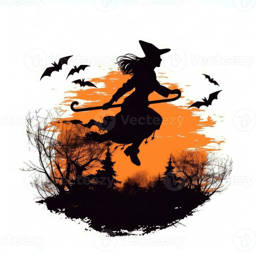 strega Halloween clipart illustrazione vettore maglietta design etichetta tagliare album arancia tatuaggio foto