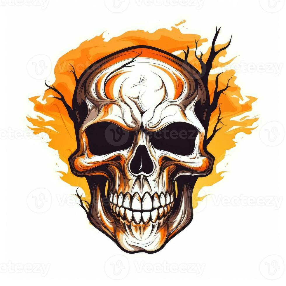 zombie cranio Halloween clipart illustrazione vettore maglietta design etichetta tagliare album tatuaggio foto