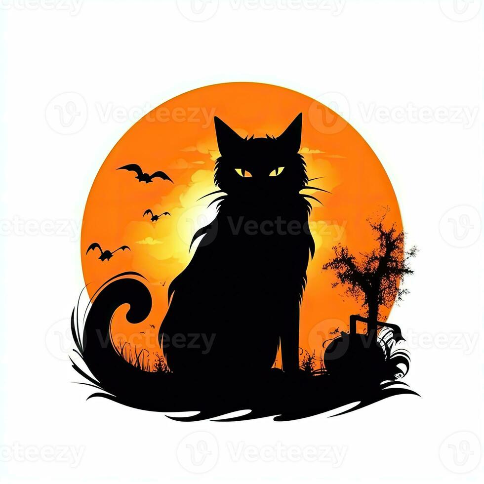 nero gatto gattino Halloween clipart illustrazione vettore maglietta design etichetta tagliare album tatuaggio foto