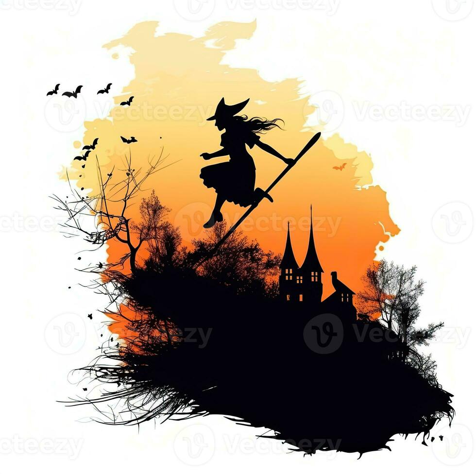 strega Halloween clipart illustrazione vettore maglietta design etichetta tagliare album arancia tatuaggio foto