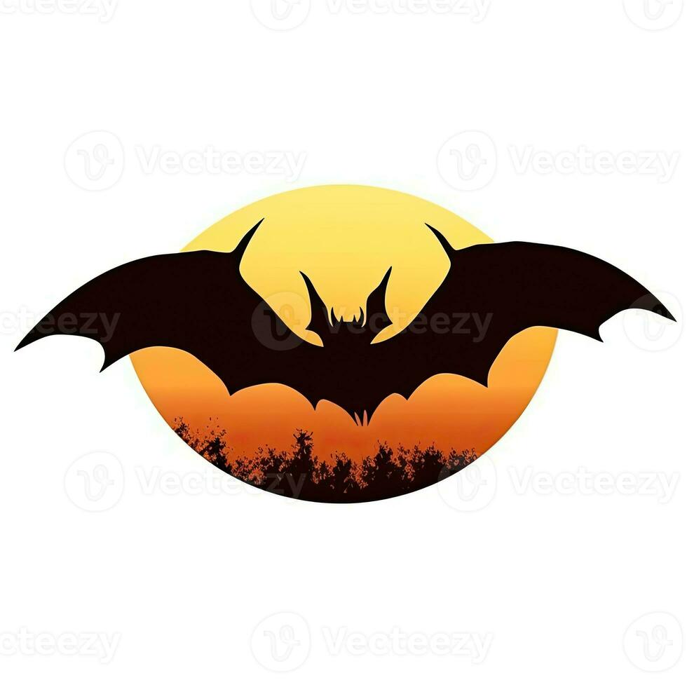 pipistrello Luna Halloween clipart illustrazione vettore maglietta design etichetta tagliare album arancia tatuaggio foto