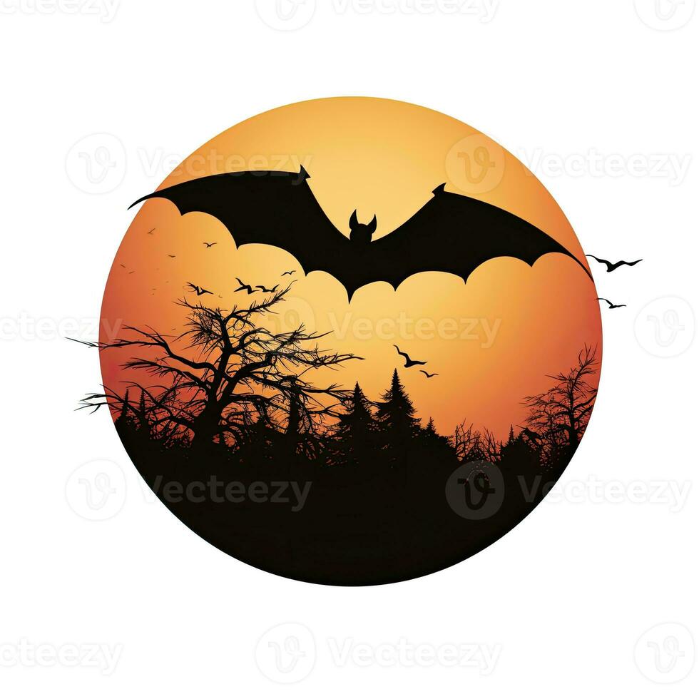 pipistrello Luna Halloween clipart illustrazione vettore maglietta design etichetta tagliare album arancia tatuaggio foto