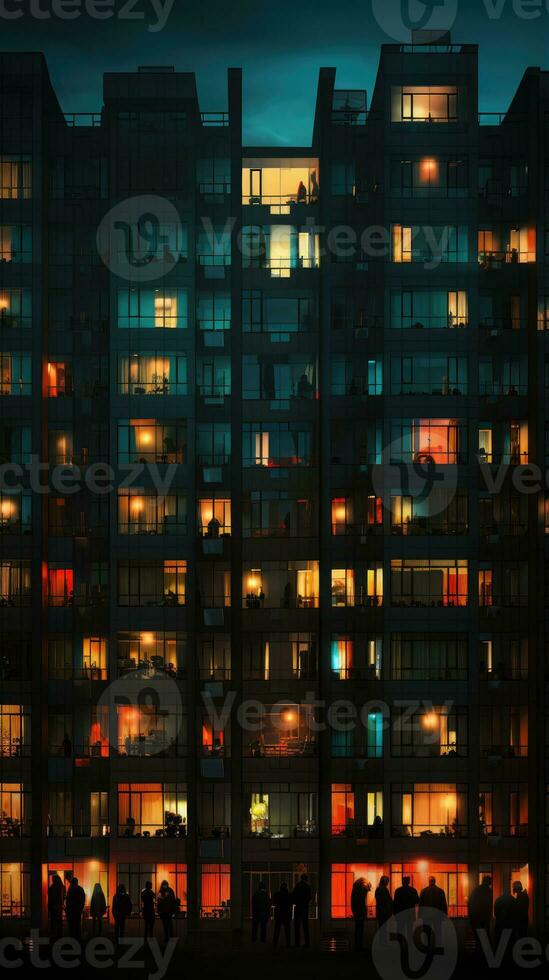 cupo sovietico edifici Russia depressivo comfort sfondo smartphone foto facciata notte luci