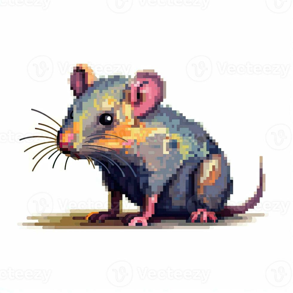 topo ratto retrò Vintage ▾ 8 bit pixel clipart etichetta logo illustrazione vettore isolato digitale arte foto