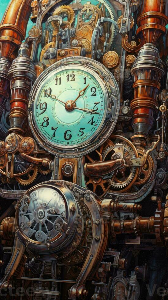 steampunk retrò Vintage ▾ Perfetto dettagli ottone bottaio tubi auto meccanismo ingranaggi illustrazione foto