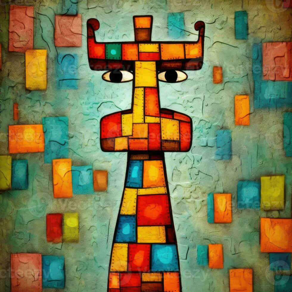 giraffa cubismo arte olio pittura astratto geometrico divertente scarabocchio illustrazione manifesto tatoo foto