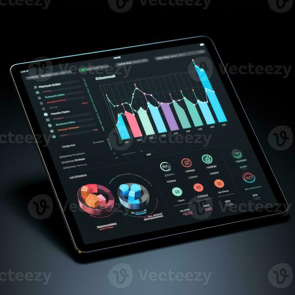 tavoletta modello ui interfaccia statistico grafico diagramma schermo sito web presentazione pannello di controllo modello foto