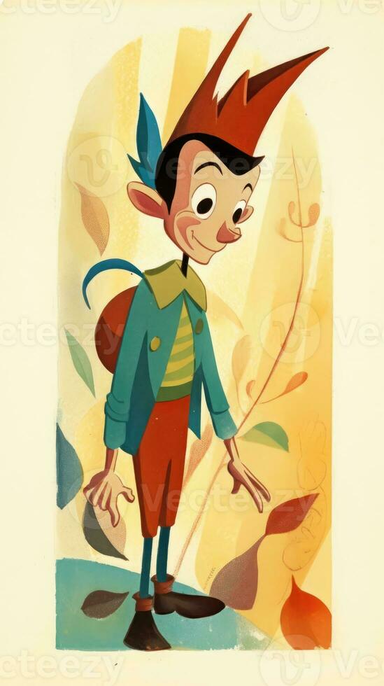 pinocchio fiaba personaggio cartone animato illustrazione fantasia carino disegno libro arte manifesto grafico foto