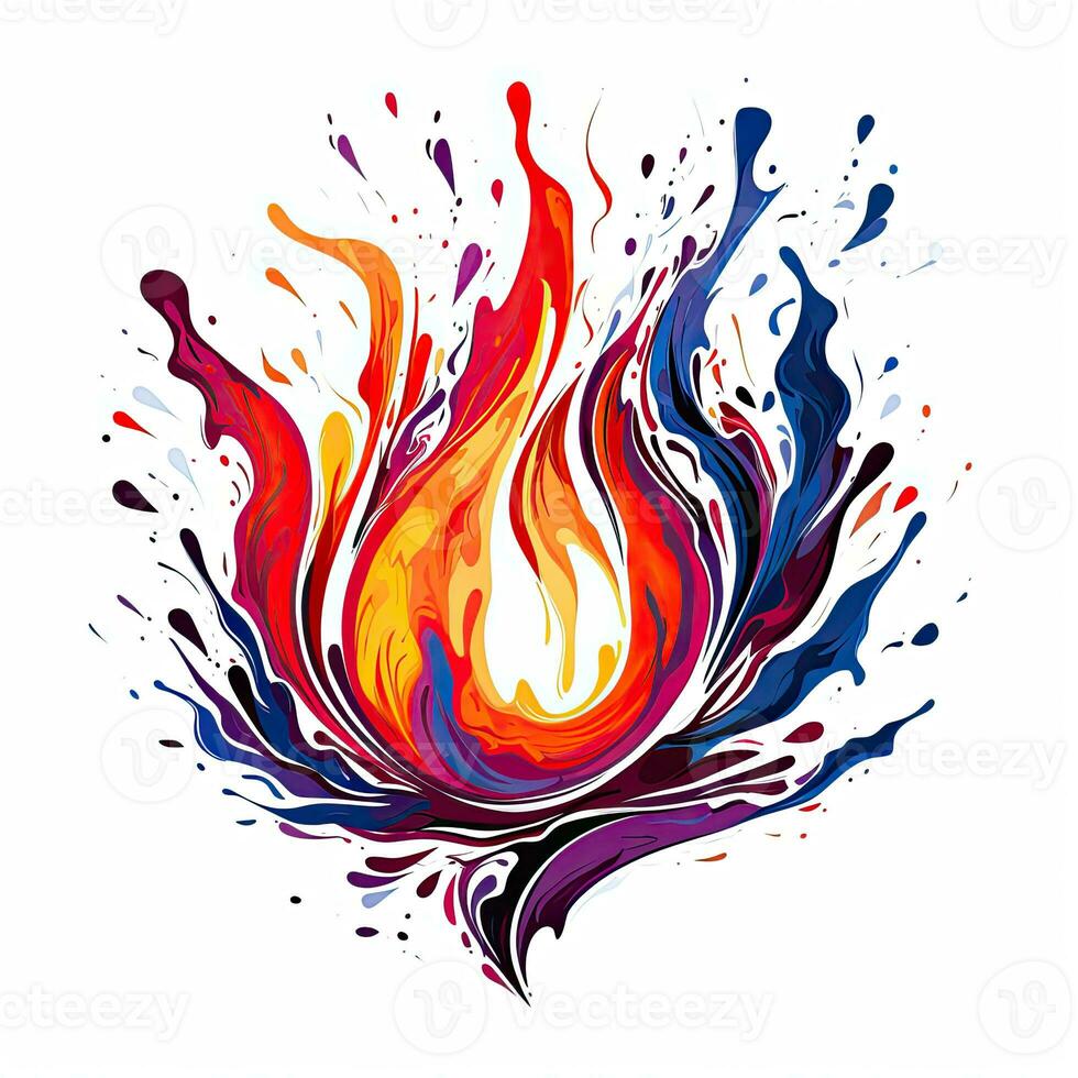 fiamma fuoco arcobaleno giocoso illustrazione schizzo collage espressive opera d'arte clipart pittura foto