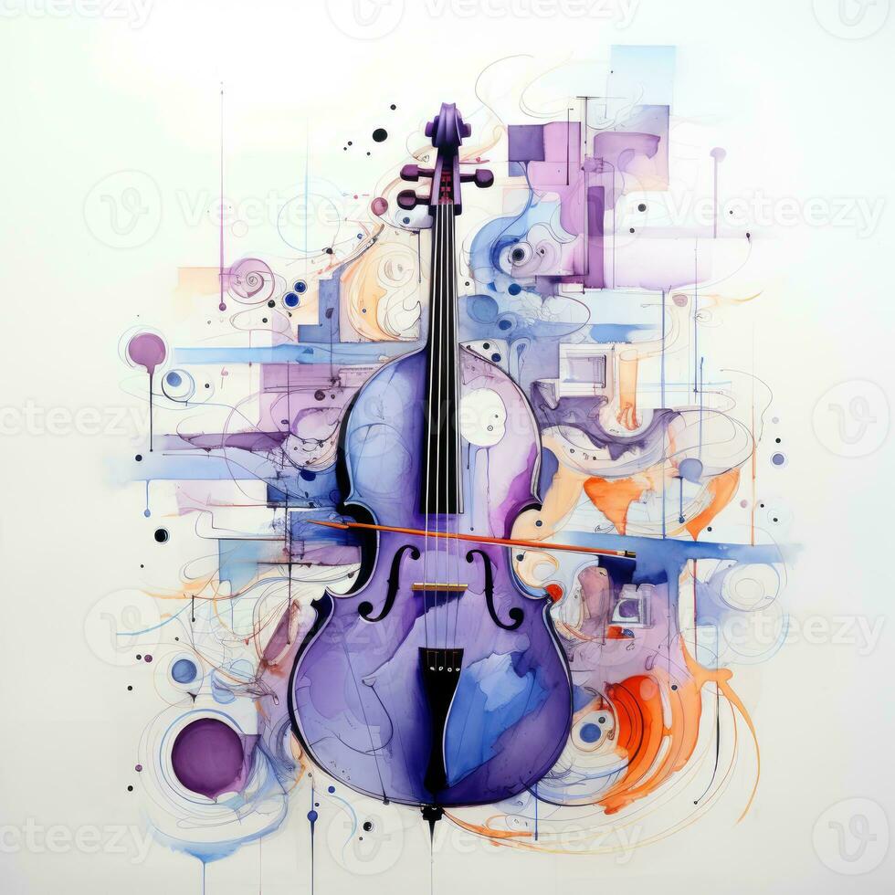violoncello violino astratto caricatura surreale giocoso pittura illustrazione tatuaggio geometria moderno foto