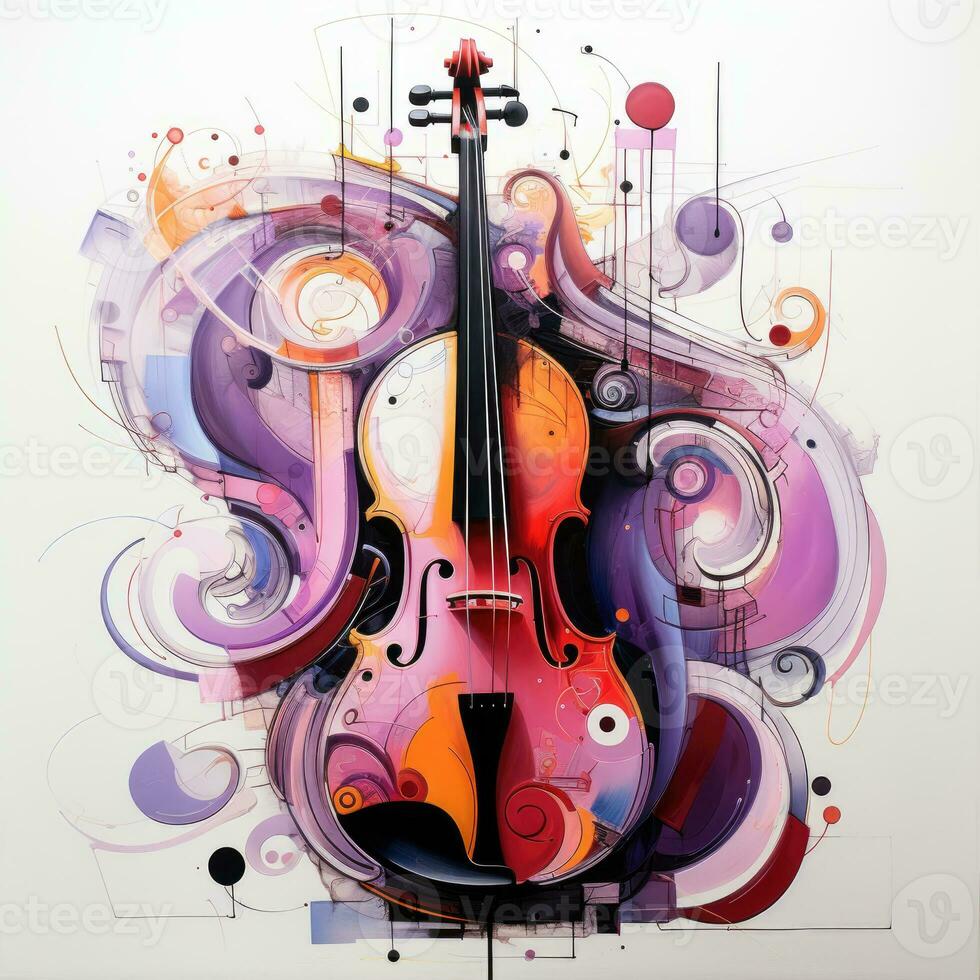 violoncello violino astratto caricatura surreale giocoso pittura illustrazione tatuaggio geometria moderno foto