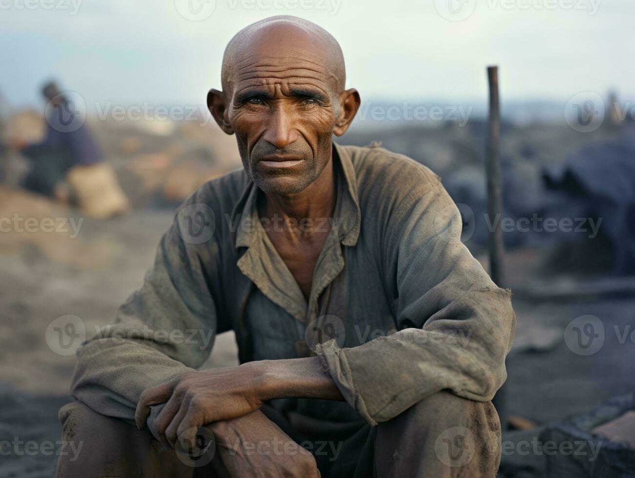 africano americano uomo a partire dal il presto 1900 colorato vecchio foto ai generativo