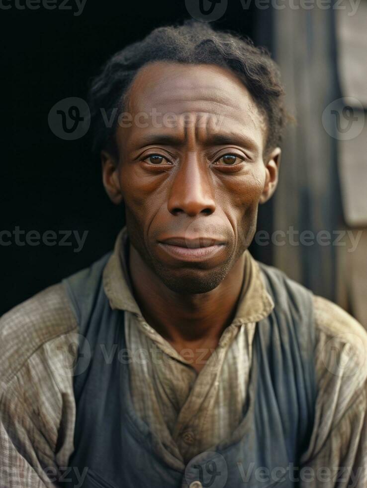 africano americano uomo a partire dal il presto 1900 colorato vecchio foto ai generativo