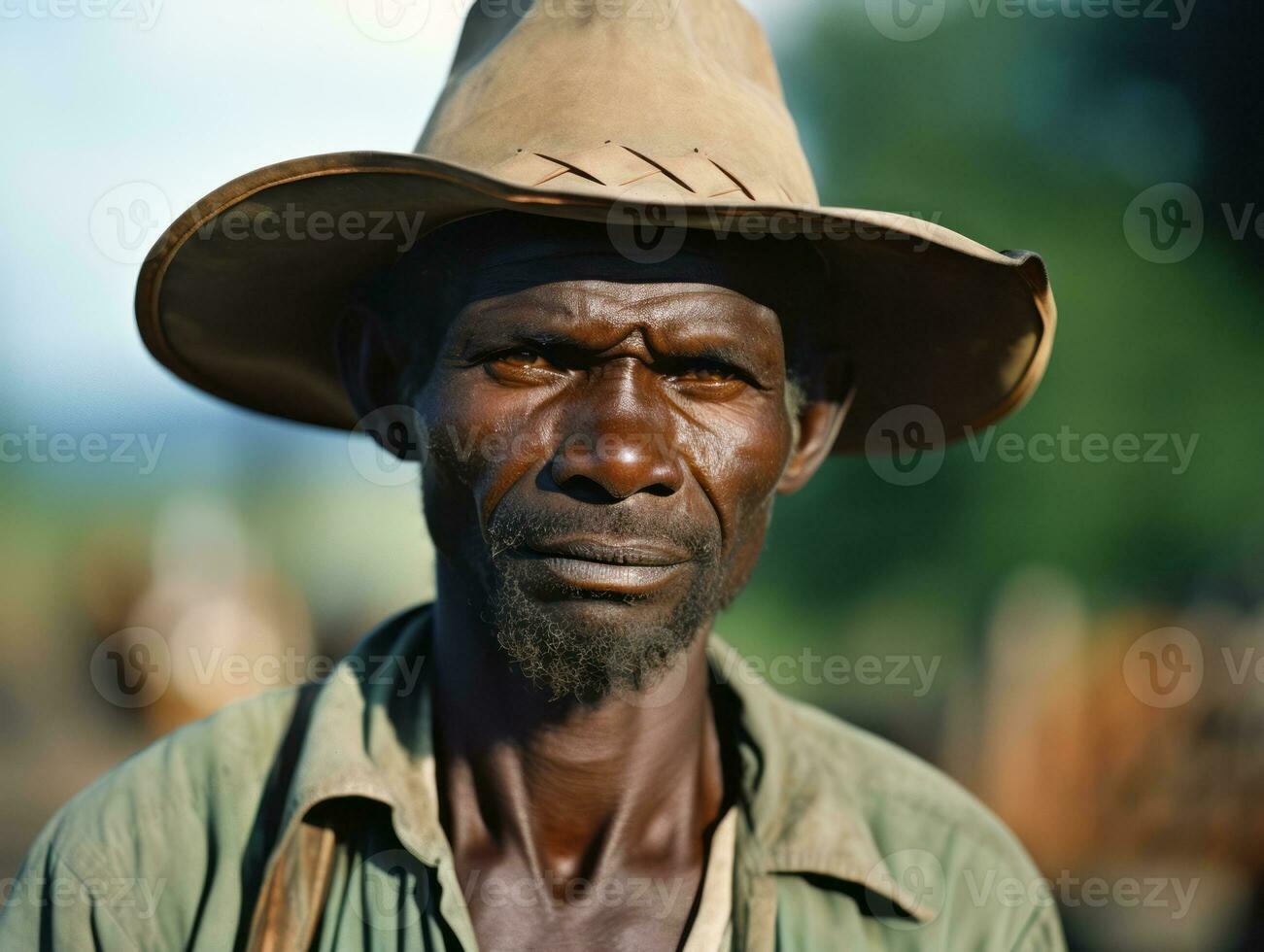 africano americano uomo a partire dal il presto 1900 colorato vecchio foto ai generativo