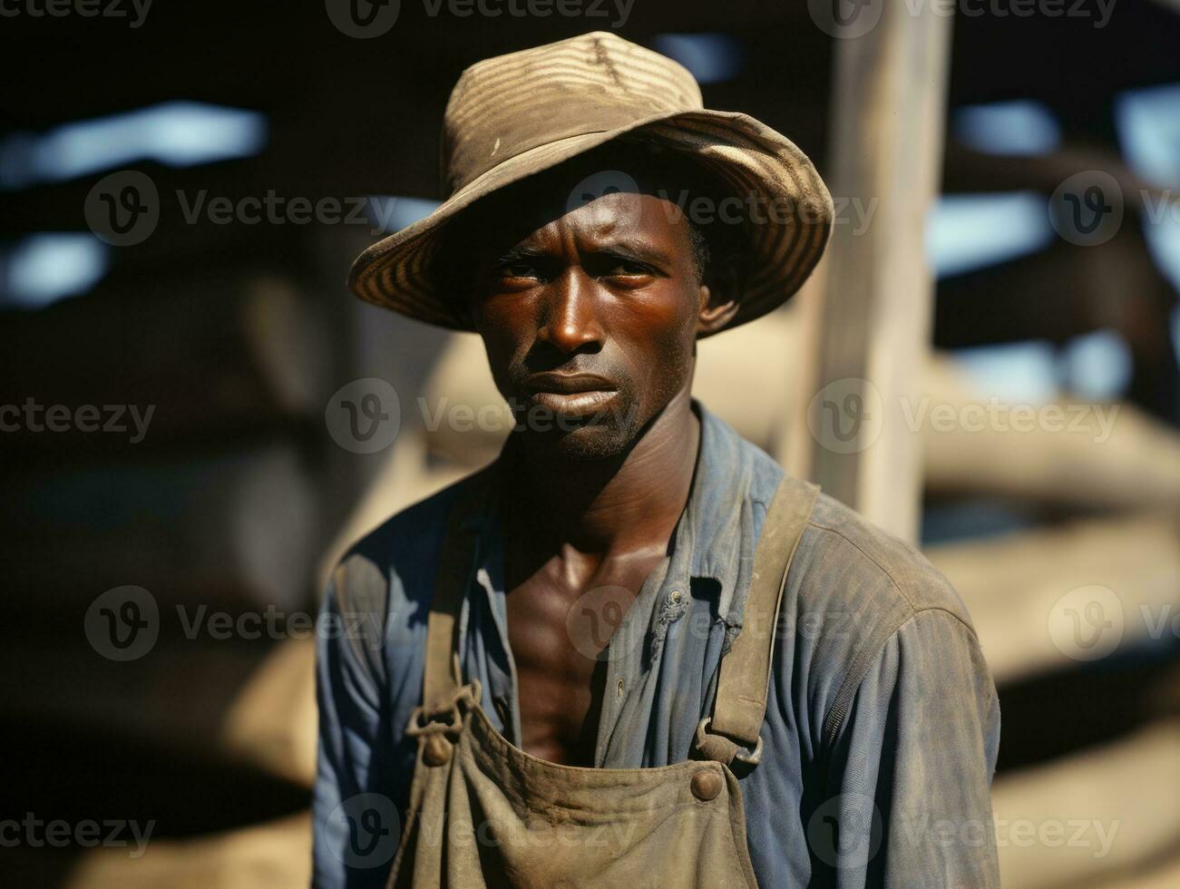 africano americano uomo a partire dal il presto 1900 colorato vecchio foto ai generativo