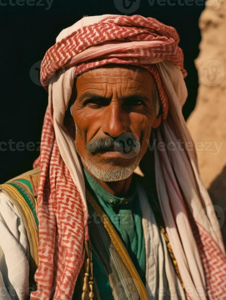 arabo uomo a partire dal il presto 1900 colorato vecchio foto ai generativo