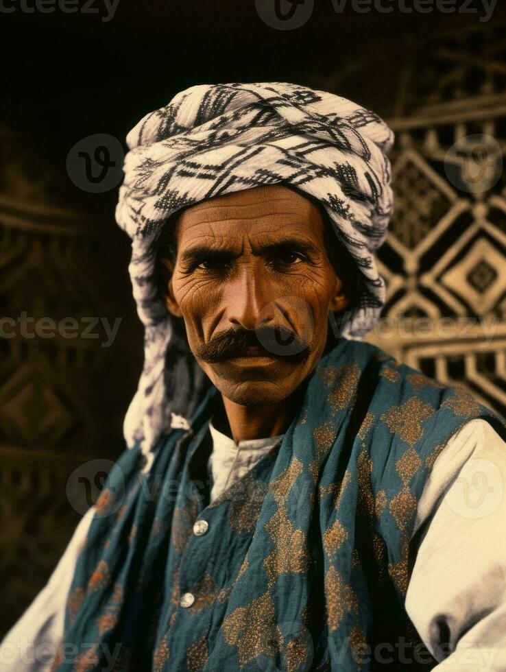 arabo uomo a partire dal il presto 1900 colorato vecchio foto ai generativo