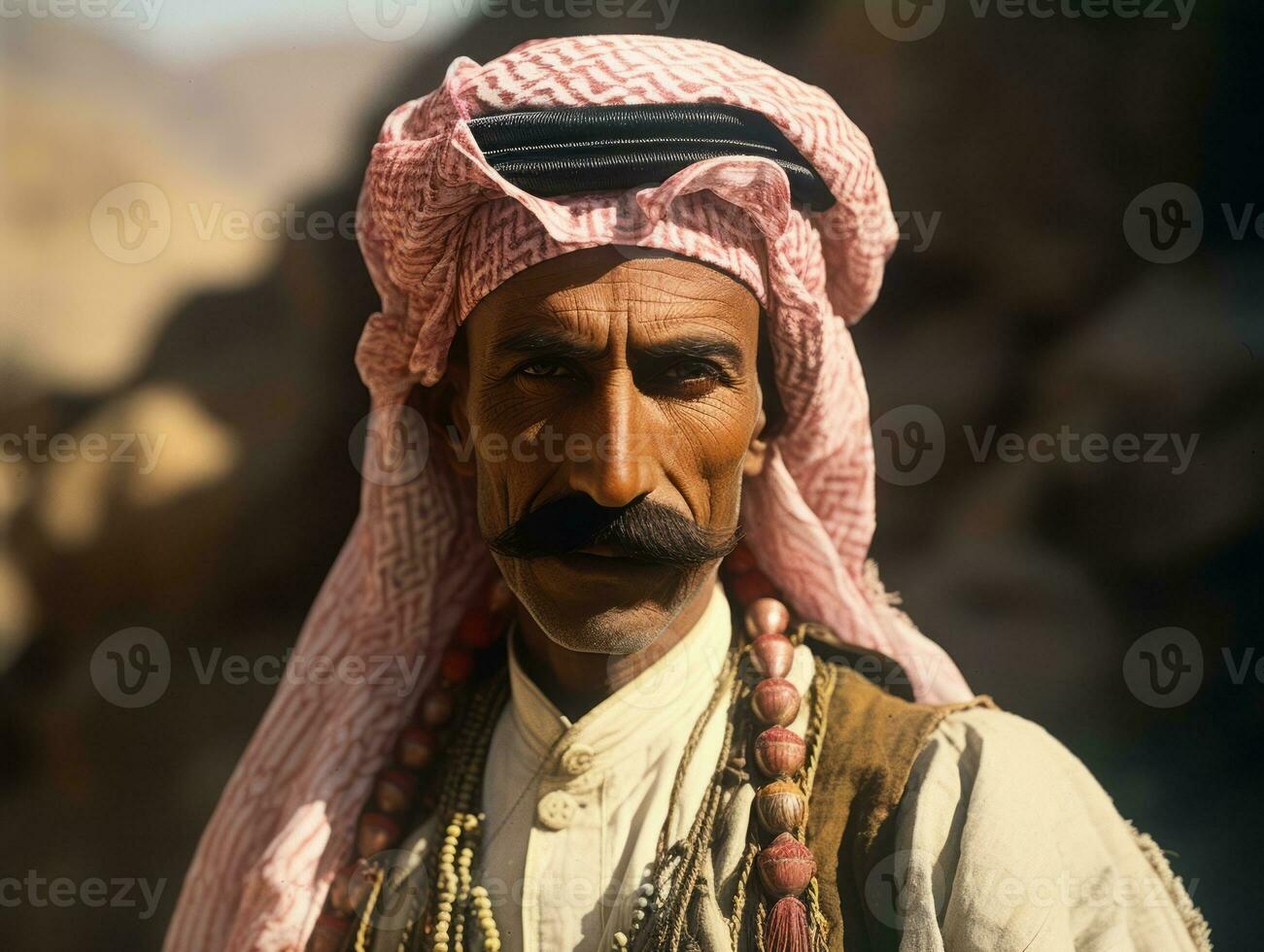 arabo uomo a partire dal il presto 1900 colorato vecchio foto ai generativo