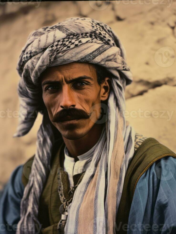 arabo uomo a partire dal il presto 1900 colorato vecchio foto ai generativo