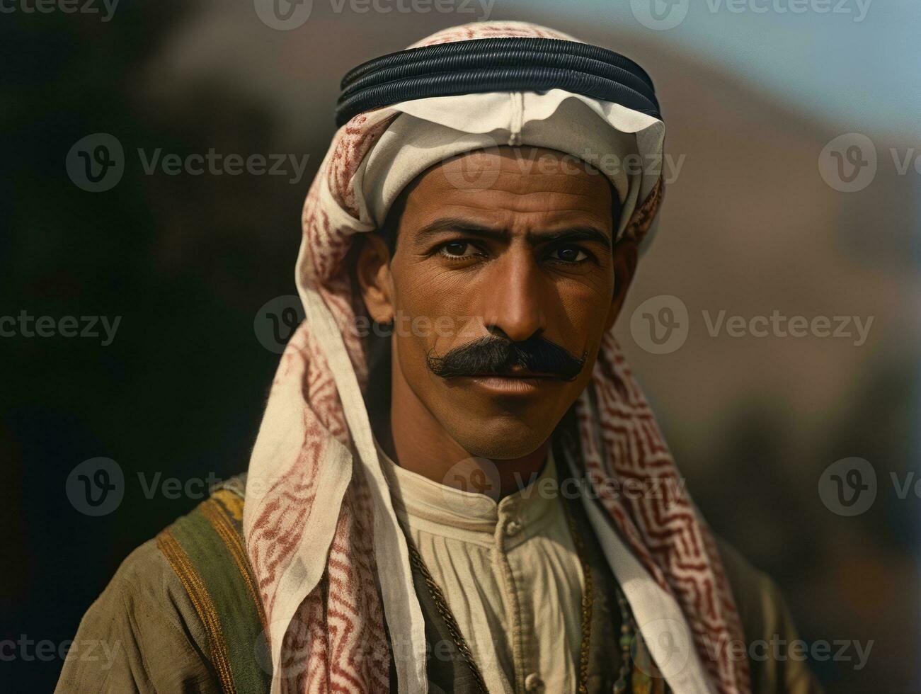 arabo uomo a partire dal il presto 1900 colorato vecchio foto ai generativo