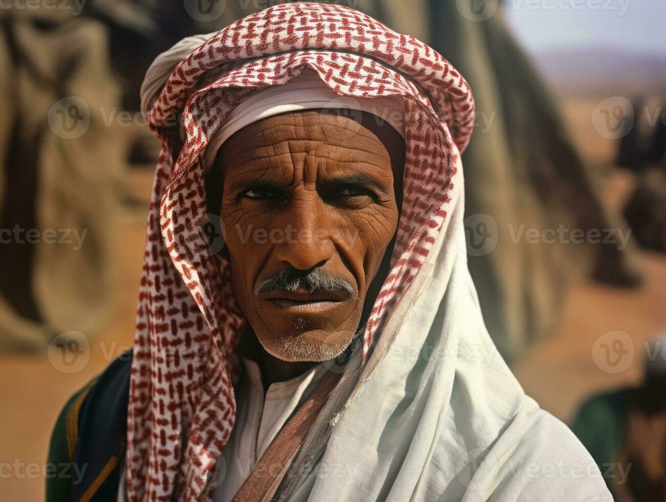 arabo uomo a partire dal il presto 1900 colorato vecchio foto ai generativo