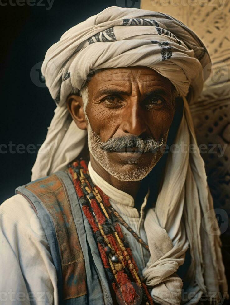 arabo uomo a partire dal il presto 1900 colorato vecchio foto ai generativo