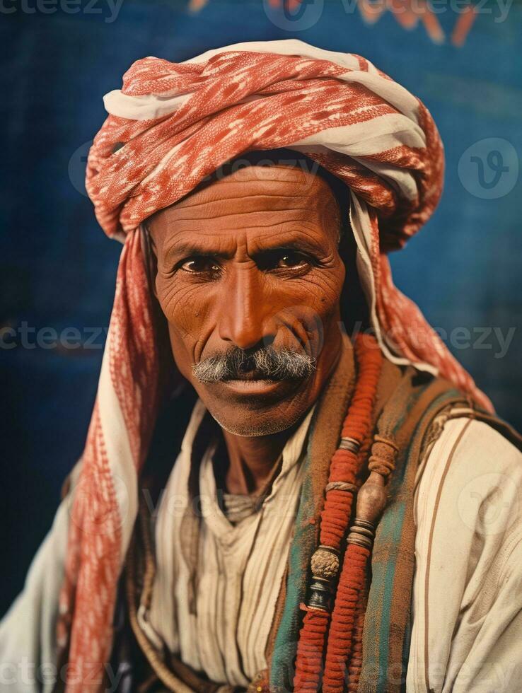 arabo uomo a partire dal il presto 1900 colorato vecchio foto ai generativo