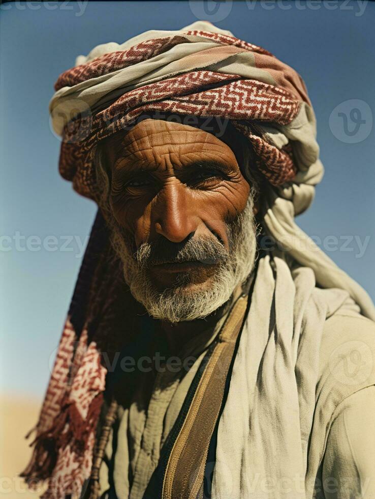 arabo uomo a partire dal il presto 1900 colorato vecchio foto ai generativo