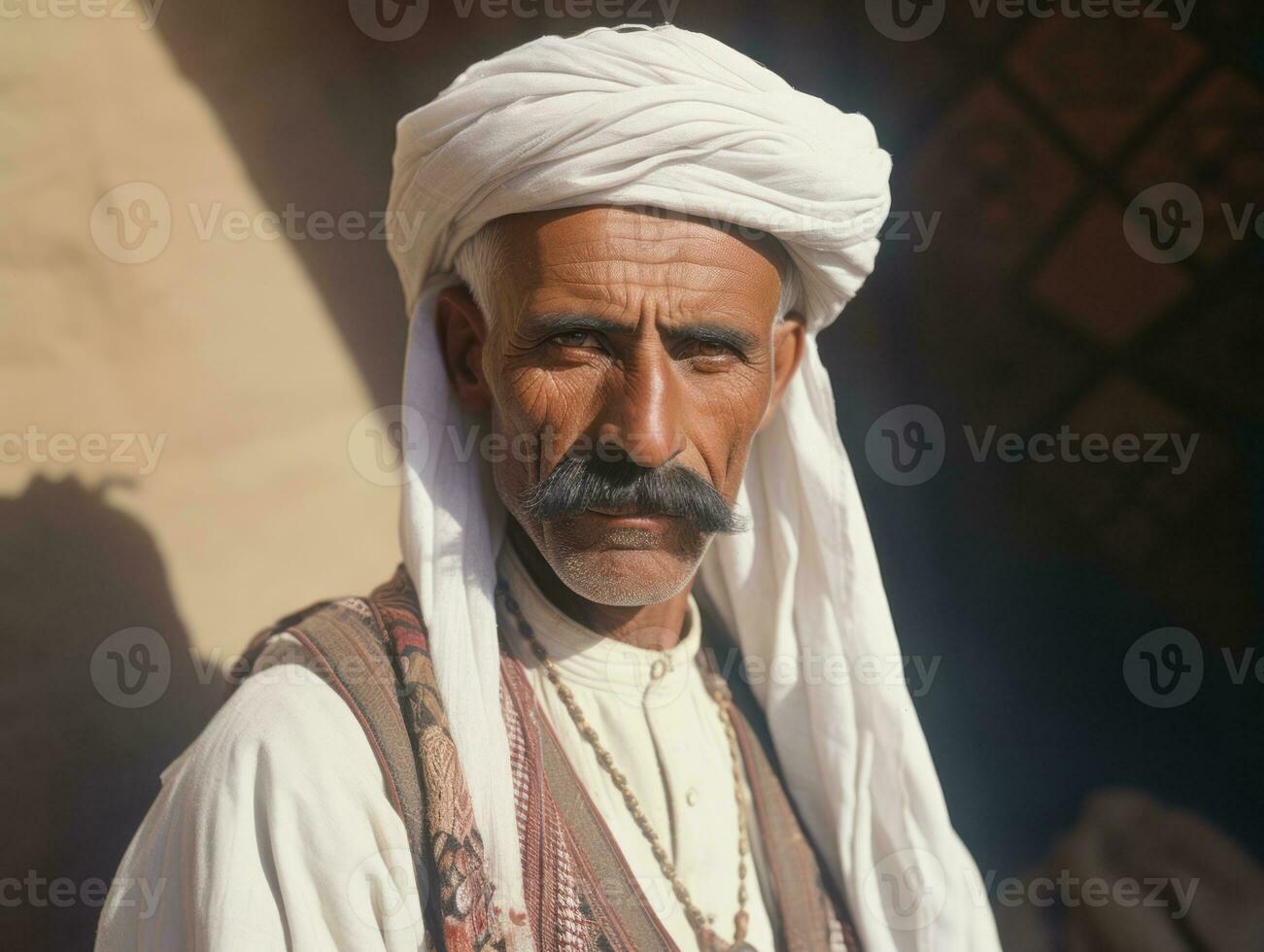 arabo uomo a partire dal il presto 1900 colorato vecchio foto ai generativo