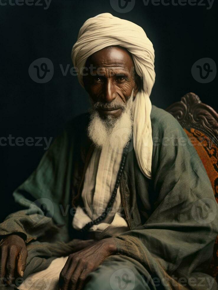 arabo uomo a partire dal il presto 1900 colorato vecchio foto ai generativo