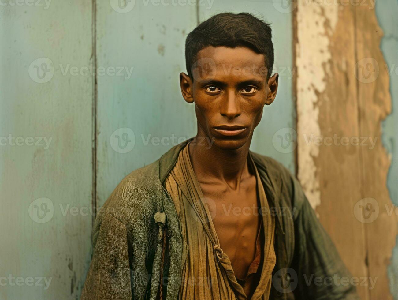 brasiliano uomo a partire dal il presto 1900 colorato vecchio foto ai generativo