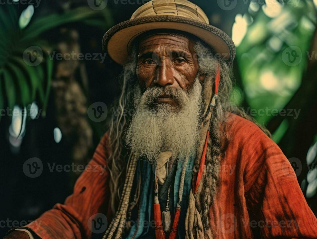 brasiliano uomo a partire dal il presto 1900 colorato vecchio foto ai generativo