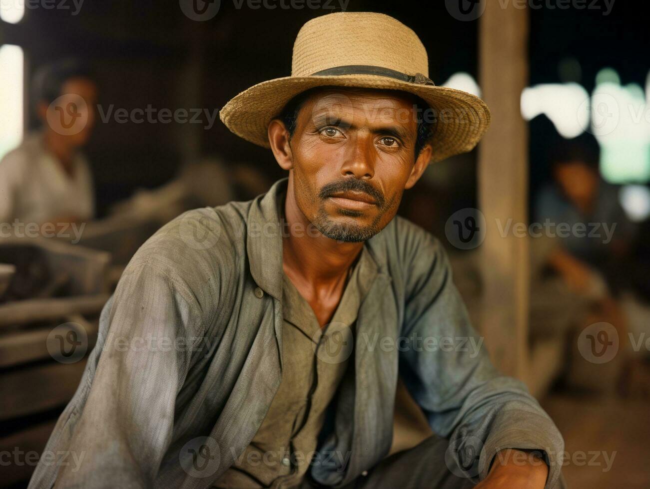 brasiliano uomo a partire dal il presto 1900 colorato vecchio foto ai generativo