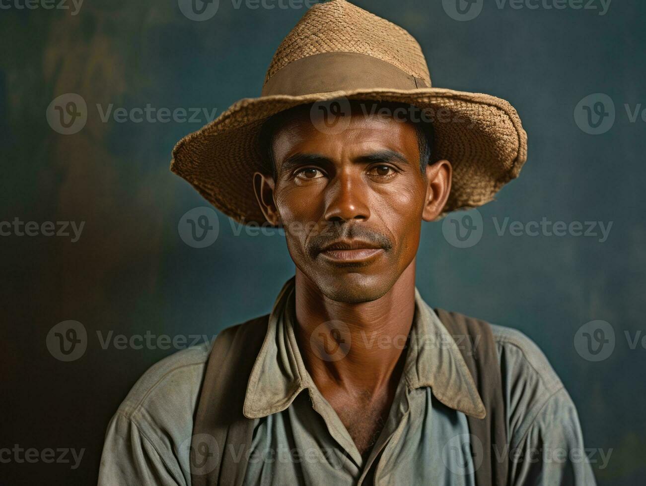 brasiliano uomo a partire dal il presto 1900 colorato vecchio foto ai generativo