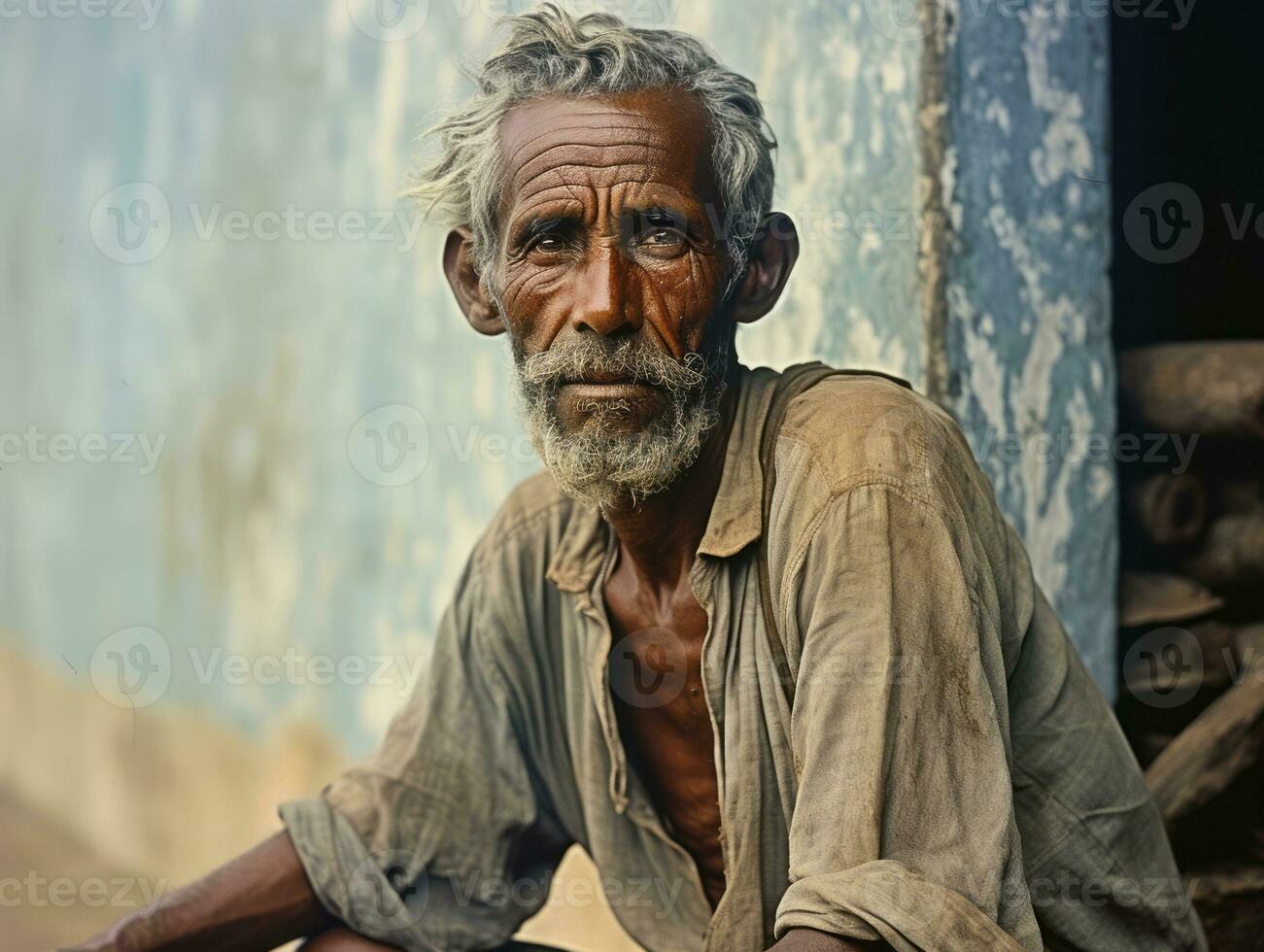 brasiliano uomo a partire dal il presto 1900 colorato vecchio foto ai generativo