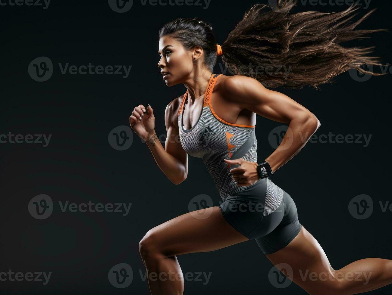 dinamico fotografia di femmina atleta ai generativo foto
