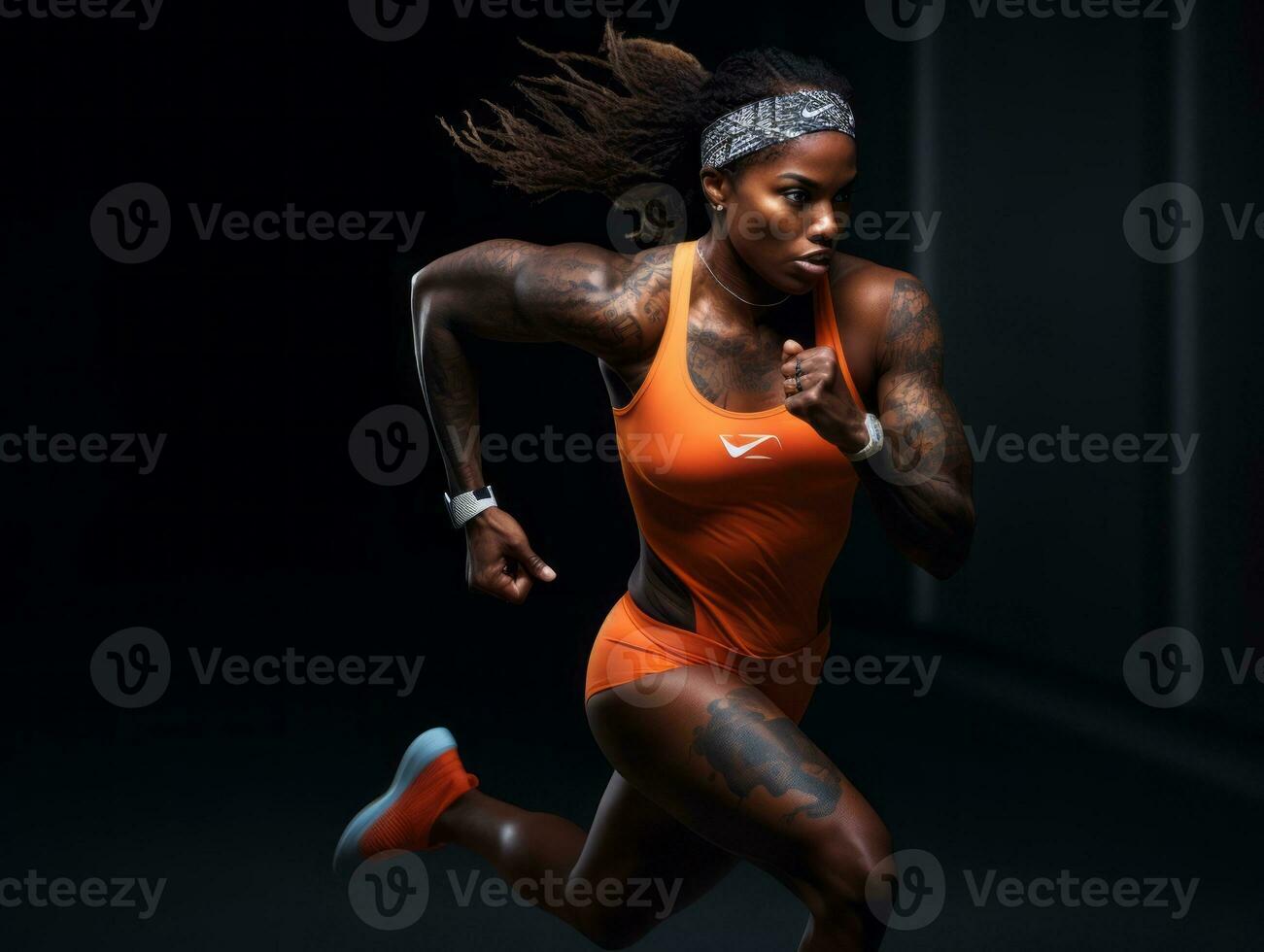 dinamico fotografia di femmina atleta ai generativo foto