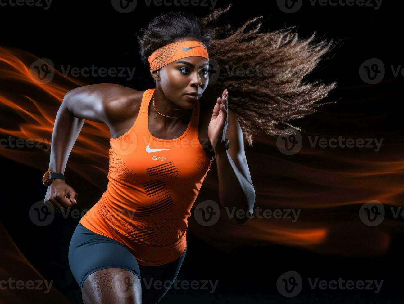 dinamico fotografia di femmina atleta ai generativo foto