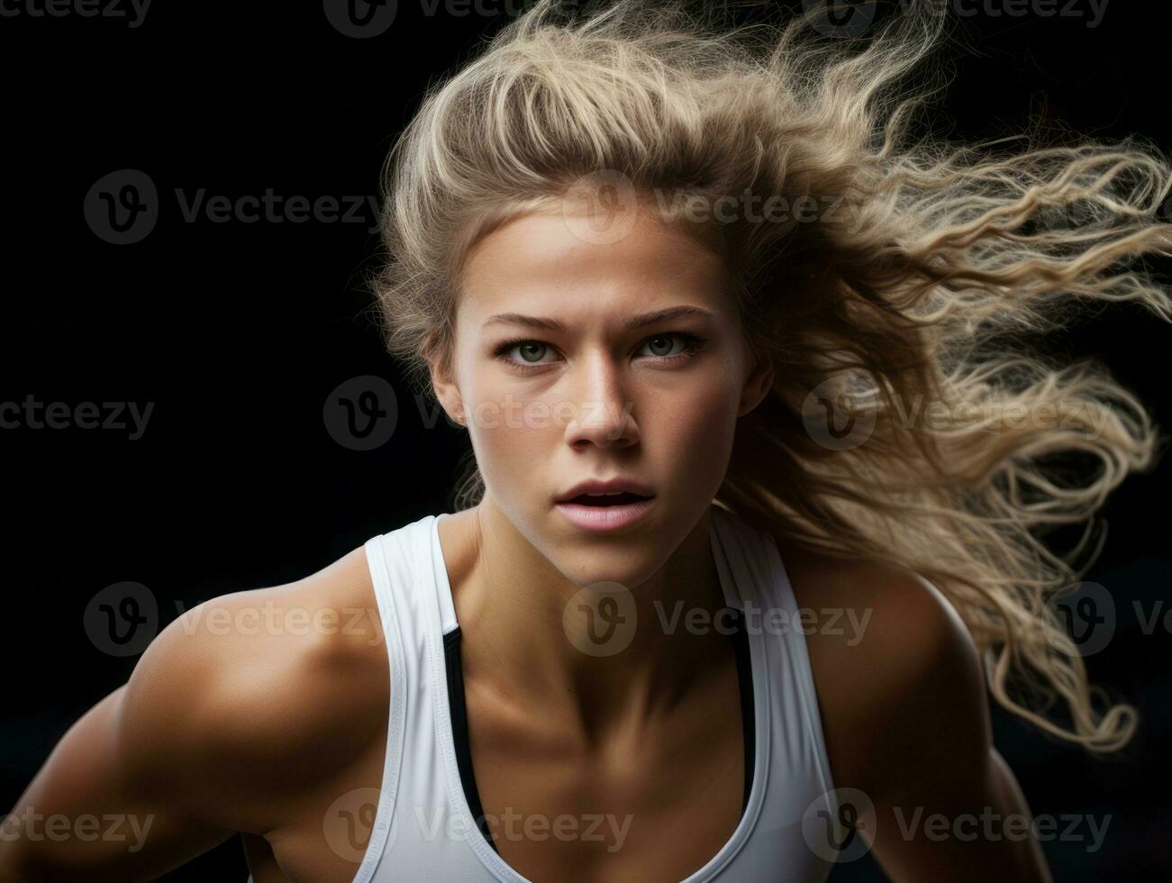 dinamico fotografia di femmina atleta ai generativo foto