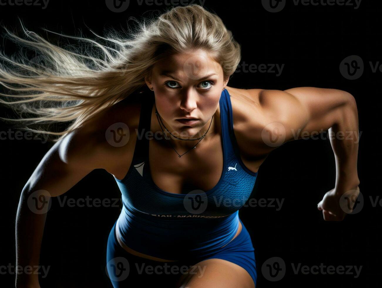 dinamico fotografia di femmina atleta ai generativo foto