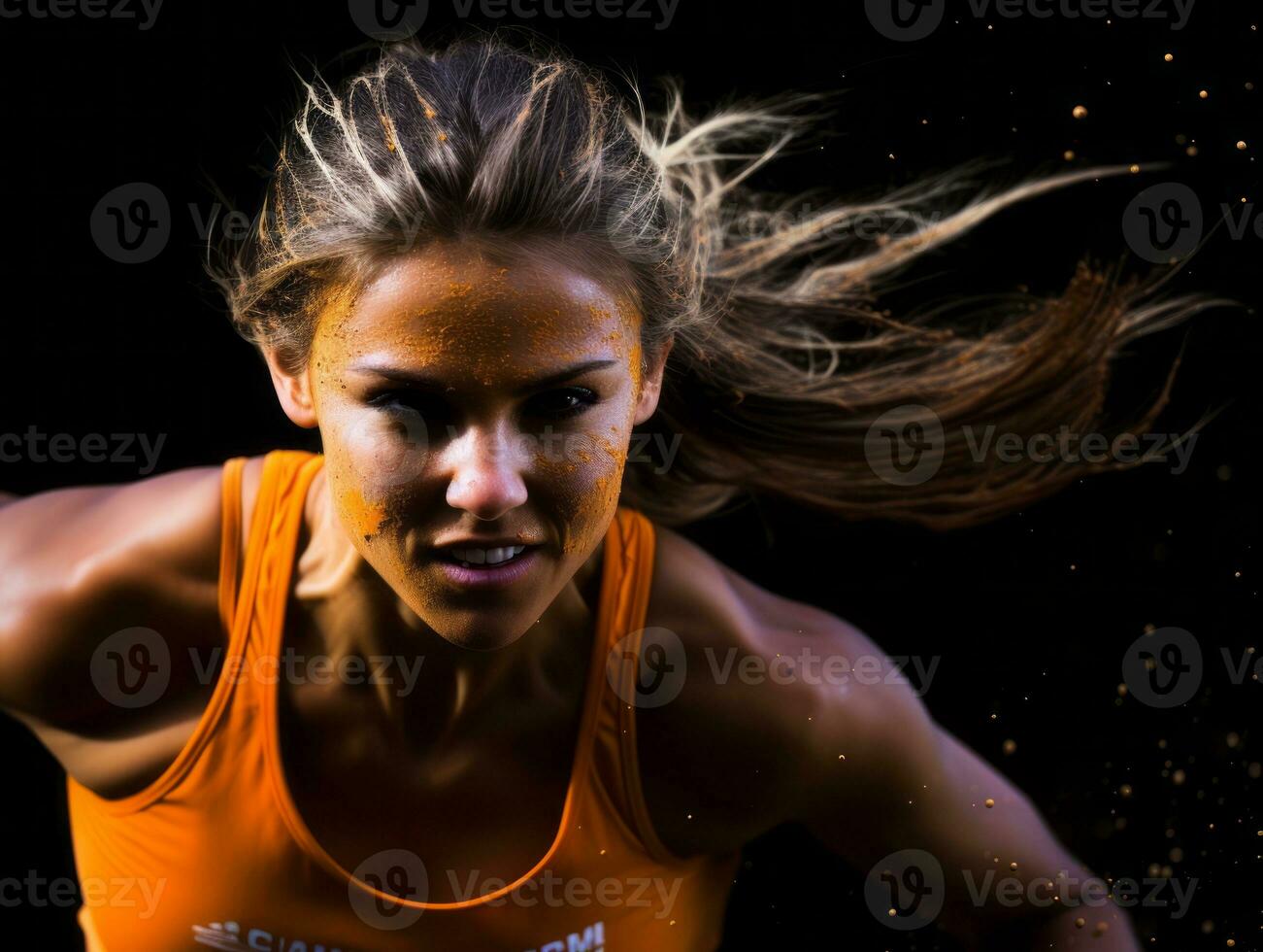 dinamico fotografia di femmina atleta ai generativo foto