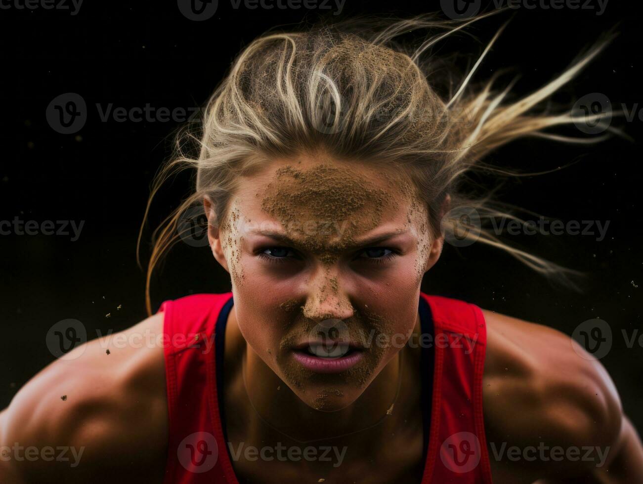 dinamico fotografia di femmina atleta ai generativo foto